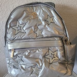 Silver nylon backpack